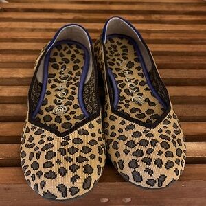 Rothy’s The Spot Leopard Print Round-Toe Flats | Sustainable Knit | Size 8